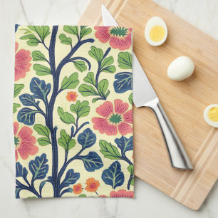 Paño De Cocina Flores Vintage Floral Rosa Flores Verdes Exuberant