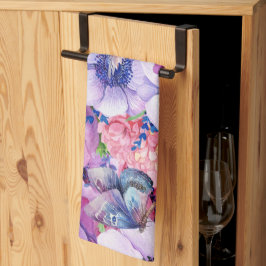 Paño De Cocina Flores violetas moradas y rosas