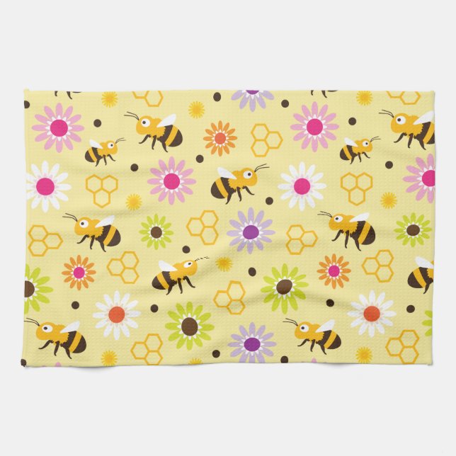 Paño De Cocina Flores y abejas (Horizontal)