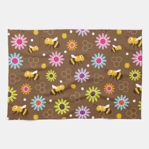 Paño De Cocina Flores y abejas