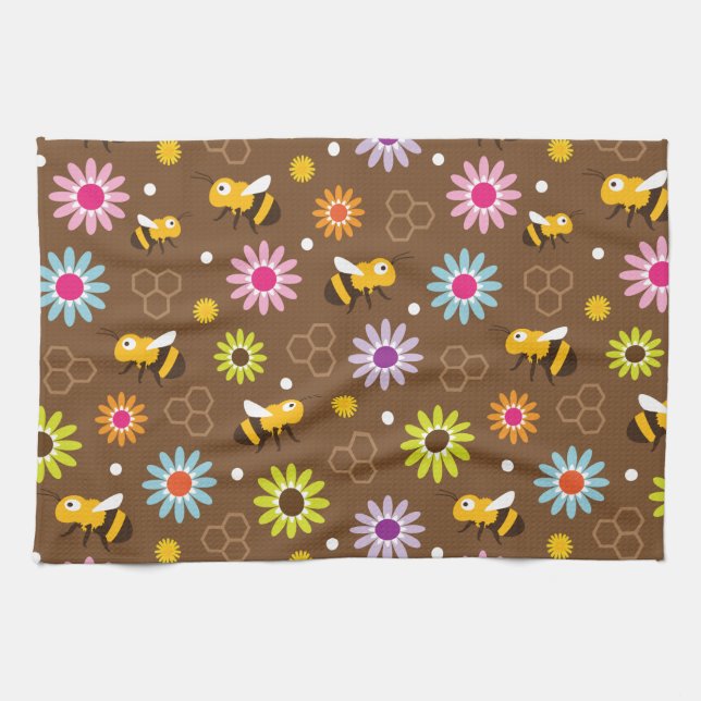 Paño De Cocina Flores y abejas (Horizontal)