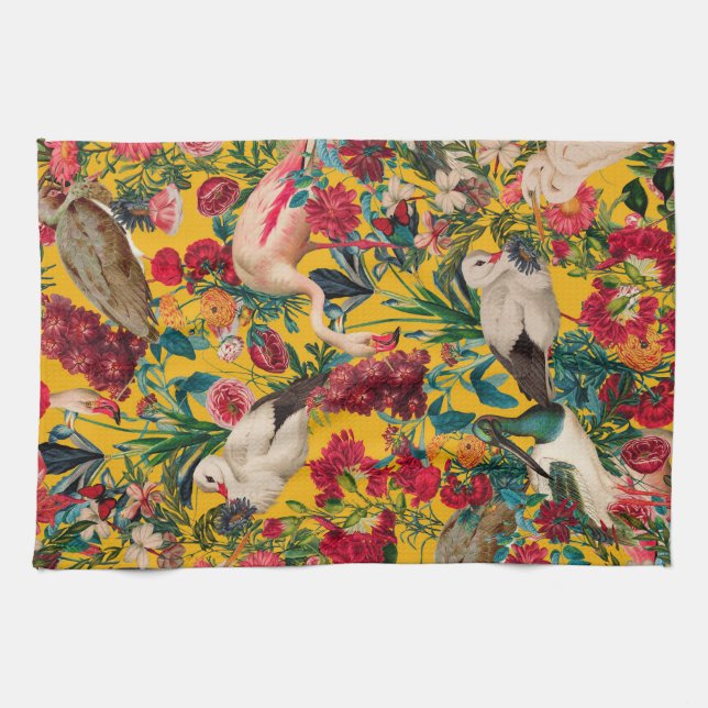 PAÑO DE COCINA FLORES Y AVES XVIII (Horizontal)