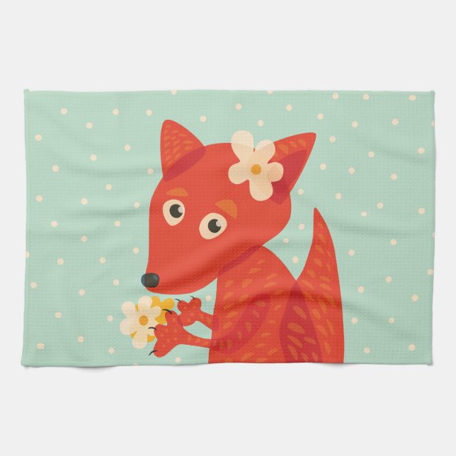 Paño De Cocina Flores y Fox lindo (Horizontal)