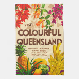 Paño De Cocina Flores y frutas tropicales coloridas