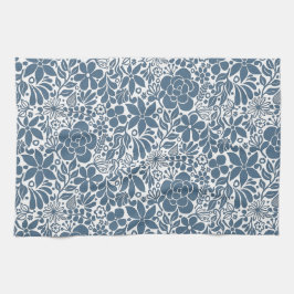 Paño De Cocina Flores y hojas azul salvajes y audaces