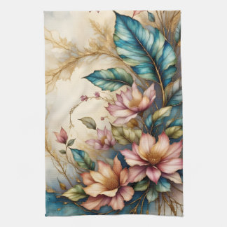 Paño De Cocina Flores y hojas coloridas pastel
