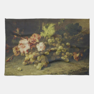 Paño De Cocina Flores y uvas antiguas Margaretha Roosenboom