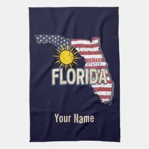 Paño De Cocina Florida Estados Unidos Retro Map Vintage USA