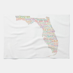 Paño De Cocina Florida USA: Mapa de arte de palabras jerárquicas