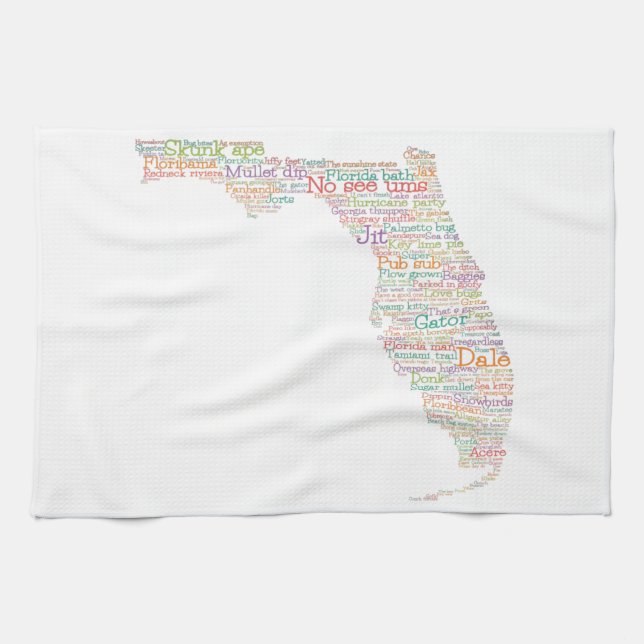 Paño De Cocina Florida USA: Mapa de arte de palabras jerárquicas (Horizontal)