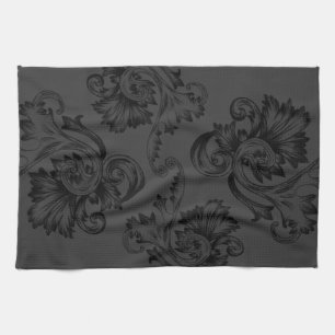 Paño De Cocina Flourish del vintage (negro)