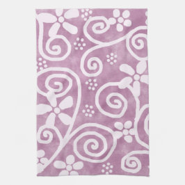 Paño De Cocina Flowers Swirls Dusty Pink White Pattern Whimsical