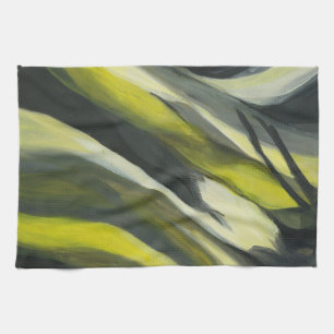 Paño De Cocina Flujo abstracto - gris amarillo