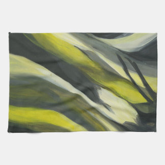 Paño De Cocina Flujo abstracto - gris amarillo
