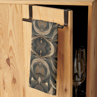 Paño De Cocina Flujo Botánico Dorado Elegante