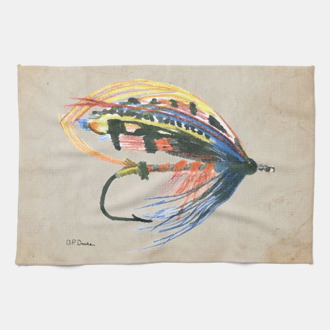 Paño De Cocina FlyFishing Lure Art Salmon Fly Lure (Horizontal)