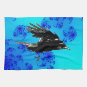 Paño De Cocina Flying Black Crow Art para los amantes de los pája