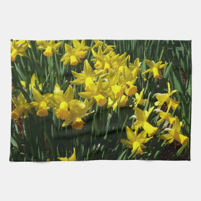 Paño De Cocina Focos amarillos y flores de primavera alegres (Horizontal)