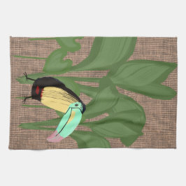 Paño De Cocina Foliage de plátano de aves tropicales divertidos