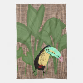 Paño De Cocina Foliage de plátano de aves tropicales divertidos