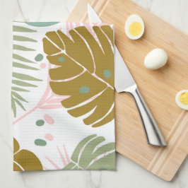 Paño De Cocina Foliage Tropical - Monstera Y Patrón De Hojas De P