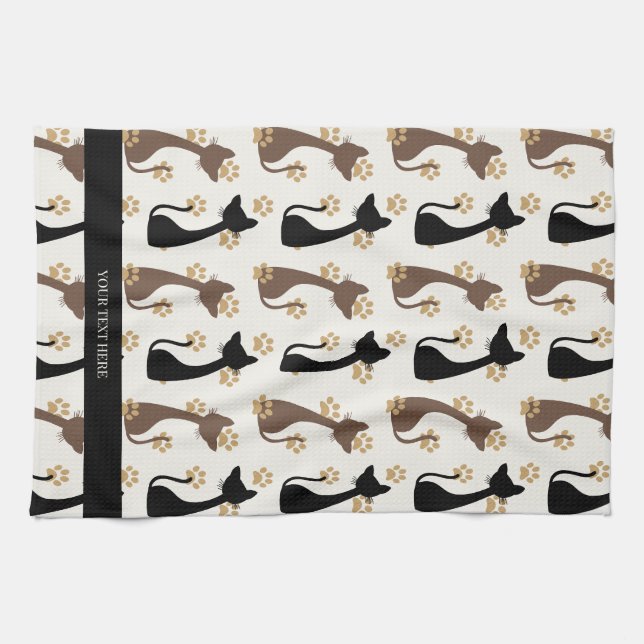 Paño De Cocina Folk Art Cat Pattern | Farmhouse Kitchen (Horizontal)