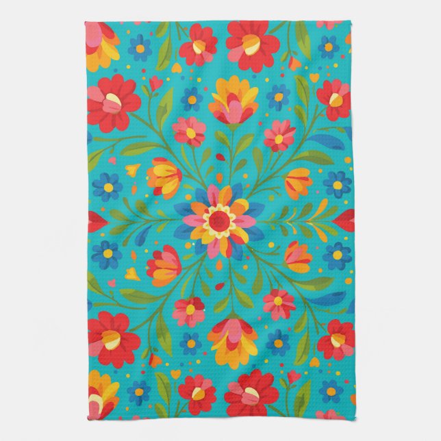 Paño De Cocina Folk art floral  (Vertical)