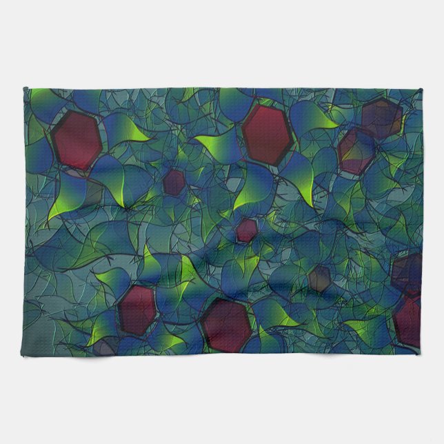 Paño De Cocina Folleto virtual con puntas rojas oscuras con hexág (Horizontal)
