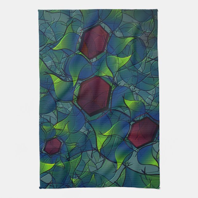 Paño De Cocina Folleto virtual con puntas rojas oscuras con hexág (Vertical)