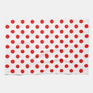 Paño De Cocina Fondo blanco con lunares rojos