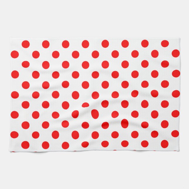 Paño De Cocina Fondo blanco con lunares rojos (Horizontal)