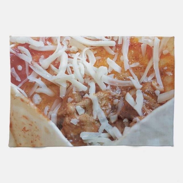 Paño De Cocina Fondo de comida divertida en queso burrito (Horizontal)