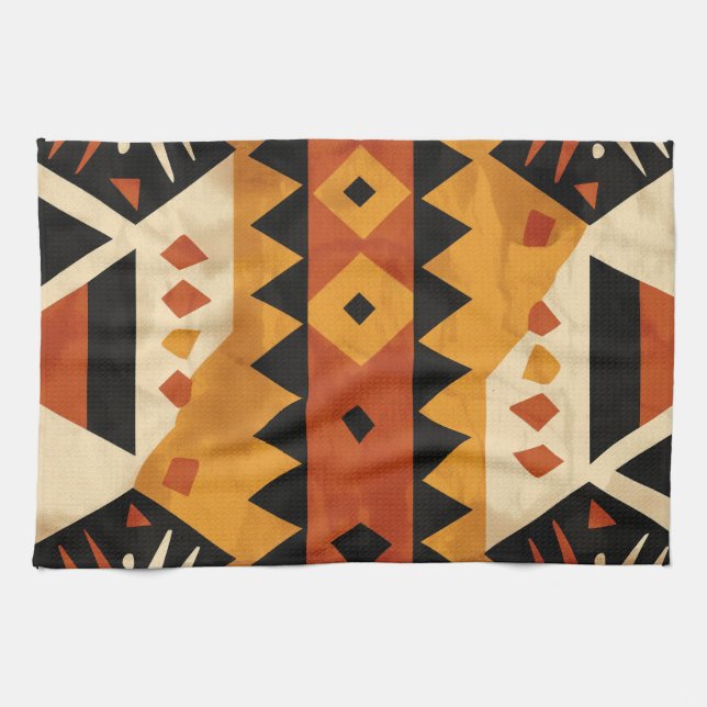 Paño De Cocina Fondo de diseño africano en castaño y negro (Horizontal)