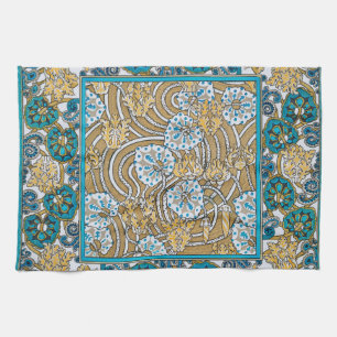 Paño De Cocina fondo de pantalla de flores de ciclamen azul art n