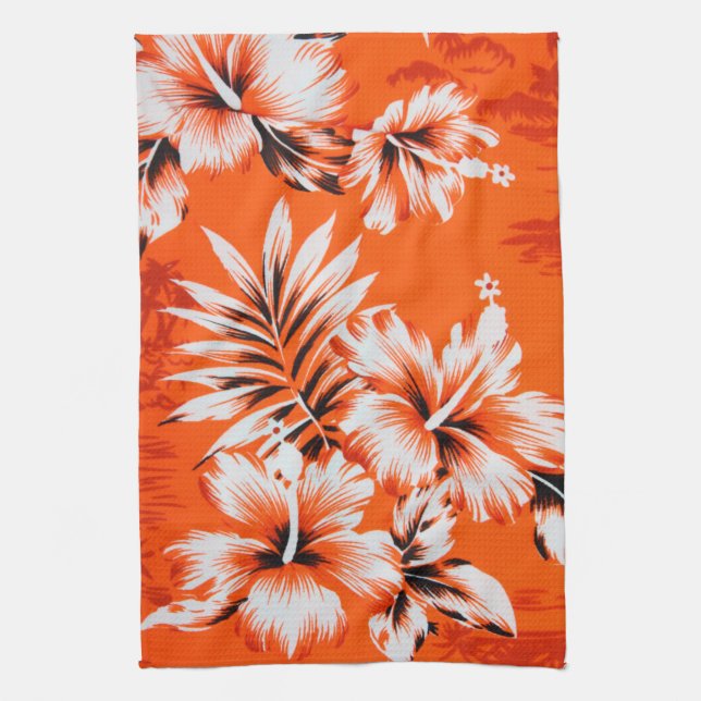 Paño De Cocina Fondo hawaiano de flores hibiscus (Vertical)