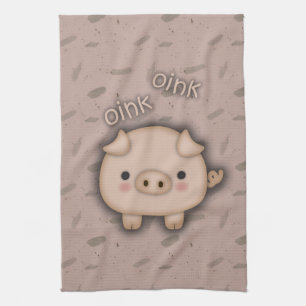 Paño De Cocina Fondo rosado rosado lindo del cerdo Oink