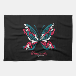 Paño De Cocina Fondo vectorial con hermosa mariposa. tatuaje