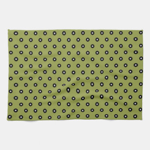 Paño De Cocina Fondo verde de punto de polka negro/blanco (modifi