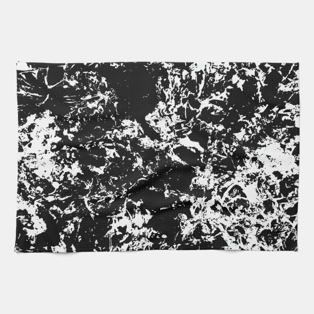 Paño De Cocina Formación de hielo abstracto en blanco y negro (Horizontal)