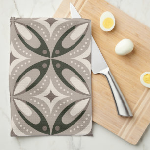 Paño De Cocina Formas circulares retro beige y marrón