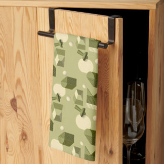 Paño De Cocina formas geométricas abstractas en tonos verdes