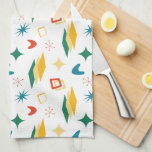 Paño De Cocina Formas Modernas De Mediano Siglo Atómico Retro<br><div class="desc">Patrón atómico moderado con toalla de cocina de paleta de color retro.</div>
