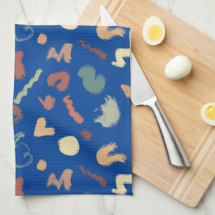 Paño De Cocina Formas Royal Blue Cream Green Peach