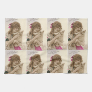 Paño De Cocina Foto antigua: mujer victoriana y perro