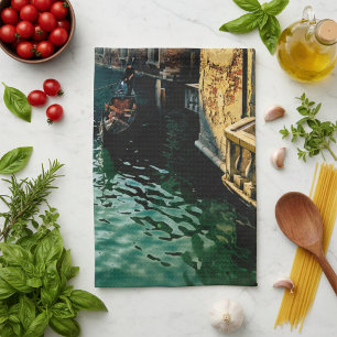 Paño De Cocina Foto de góndola del canal de Venecia con arquitect