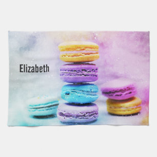 Paño De Cocina Foto de los coloridos Macarones Deliciosos