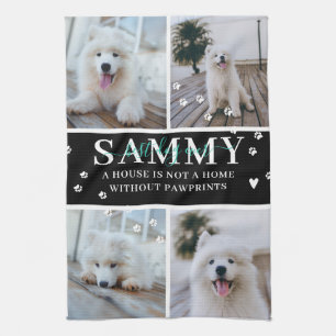 Paño De Cocina Foto de nombre de mascota personalizada con huella