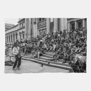 Paño De Cocina Foto del ejecutante del músico de la calle de New