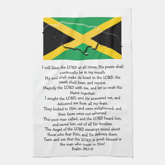 Paño De Cocina Foto personalizado Bandera de Jamaica Salmo 34 Cri (Vertical)