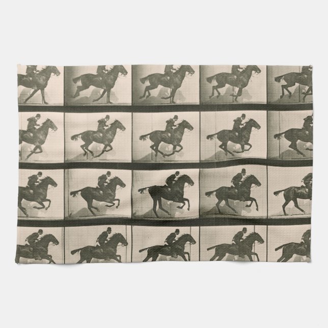 Paño De Cocina Fotografía de cosecha de caballos en movimiento (Horizontal)